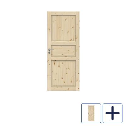 Swedoor Clever-line Tradition 03 massiv fyldningsdør, ubehandlet fyr - 184 cm høj