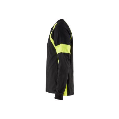 Blåkläder 3520 t-shirt lang ærme, sort/hi-vis gul