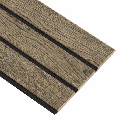 I-Wood Basic 3-lamel akustikpanel, sort olieret, sort filt og lys kerne, egefiner, 16 x 300 mm 