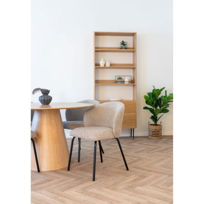 Safira spisebordsstol med beige bouclé og sorte ben