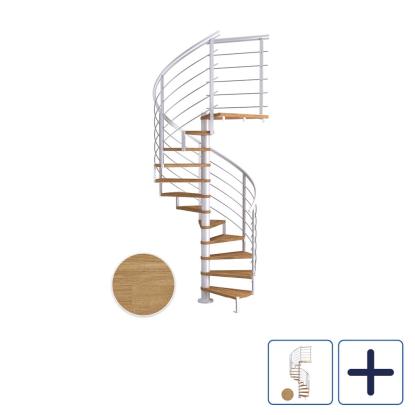 DOLLE Montreal DESIGN spindeltrappe, Ø140 cm, hvid/olieret eg