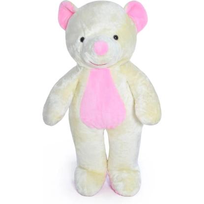 Bamse, bjørn, hvid/lyserød, 155 cm