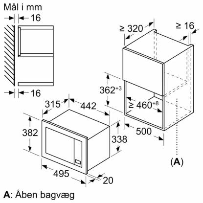 Siemens iQ300 mikroovn til indbygning BF523LMB3, 20 liter