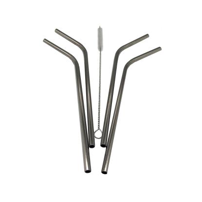 Steel-Function sugerør med knæk og børste, rustfrit stål - 4 stk.