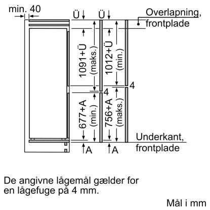 Siemens iQ100 integreret kølefryseskab KI86V5SE0, 183 + 84 liter