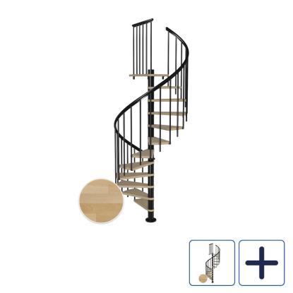 DOLLE Montreal CLASSIC 3 spindeltrappe, Ø120 cm, sort/olieret bøg