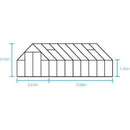 Halls Qube+ 816 drivhus 13 m², sort, 3 mm hærdet glas