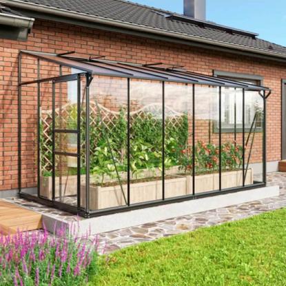 Vitavia Ida 7800 drivhus, sort, 7,8 m², 3 mm hærdet glas, inkl. sokkel