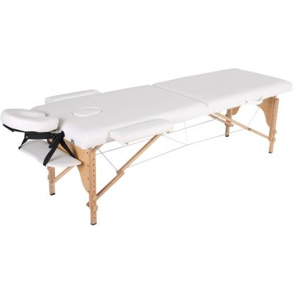 Massagebriks, foldbar, træ, hvid, 185 x 70 cm - 2 sektioner