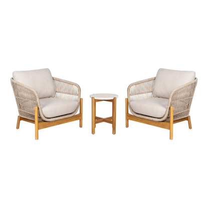 Terracina loungesæt med 2 loungestole, akacie/beige