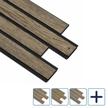 I-Wood Pro+ I-Lock 4-lamel akustikpanel, sort olieret, sort kerne, egefiner, 16 x 300 x 2400 mm