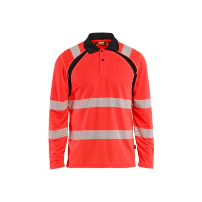 Blåkläder 3598 high vis UV polo lang ærme, hi-vis rød/sort
