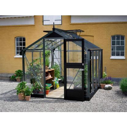 Juliana Compact drivhus 6,6 m², antracit/sort, 3 mm hærdet glas
