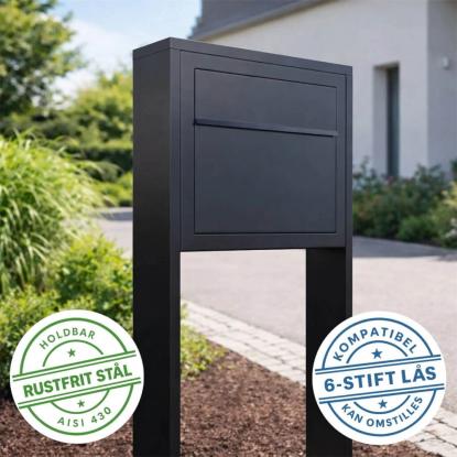 Bravios Elegance Exclusive postkasse med stander med lås, sort