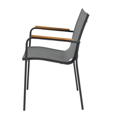 Cinas Mood classic stol, textilene, teak, grå