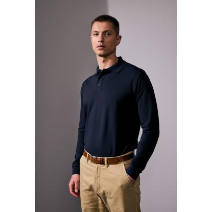 ID 0544 langærmet polishirt med stretch, navy