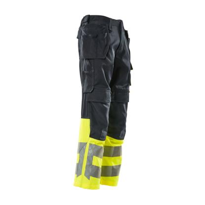 MASCOT SAFE SUPREME arbejdsbukser med hængelommer, mørk marine/hi-vis gul