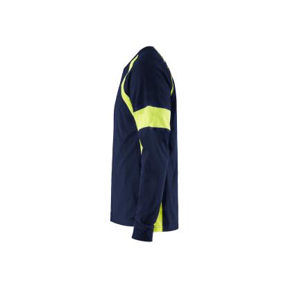 Blåkläder 3520 t-shirt lang ærme, marineblå/hi-vis gul