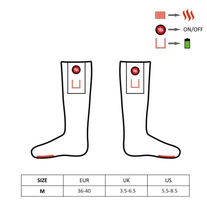 Glovii hjemmesko med varme og indbyggede strømper, GQ4M, 2 x 2500 mAh batterier, mønstret - 36-40