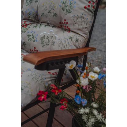 Varax Baden stol, sort stel, beige-blomstret