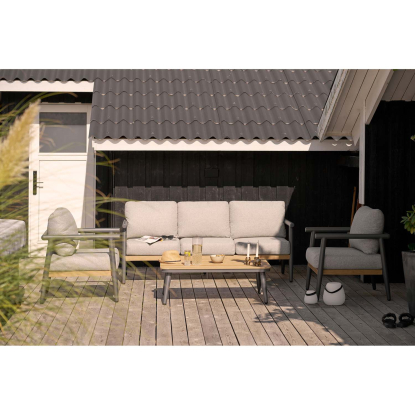 Comillas loungesæt med hynder, aluminium/nonwood, gråbeige