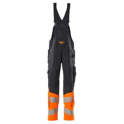 MASCOT ACCELERATE SAFE overall med knælommer, mørk marine/hi-vis orange