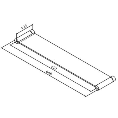 Damixa glashylde til badeværelse, 62 cm, krom 
