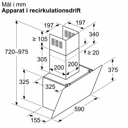 Siemens iQ100 væghængt emhætte LC65KDK60, sort, 60 cm