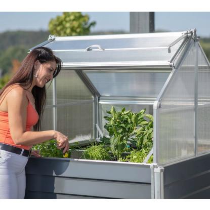 Westmann Store & Grow højbed med mistbænk, stål/polycarbonat, antracitgrå, 169 x 120 x 120 cm