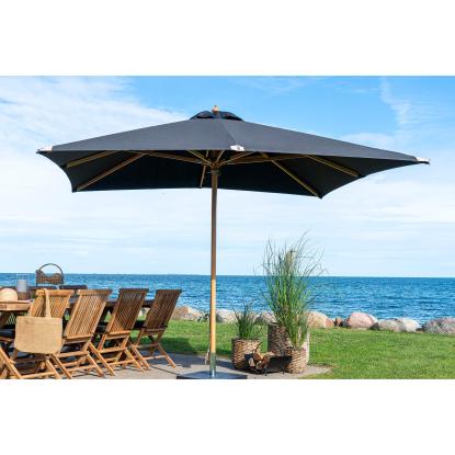 Parasol, træstok, sort, 300x300 cm