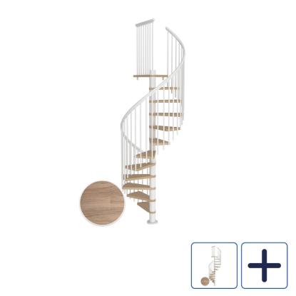 DOLLE Montreal CLASSIC 4 spindeltrappe, Ø120 cm, hvid/hvidolieret eg