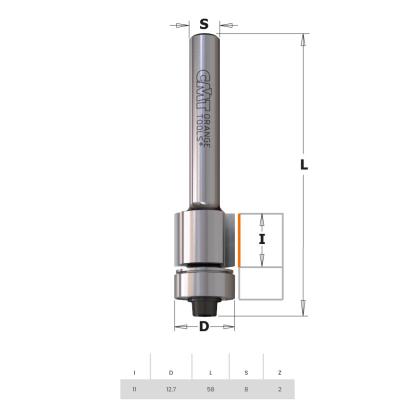 CMT kantfræser, DP, K8, Ø12,7 x 11,0 mm