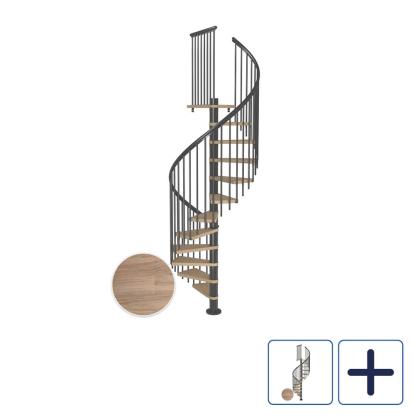 DOLLE Montreal CLASSIC 4 spindeltrappe, Ø120 cm, antracit/hvidolieret eg