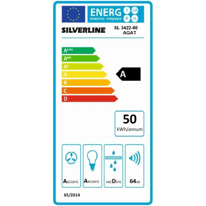 Silverline SL3422 Agat væghængt emhætte, hvid, 90 cm