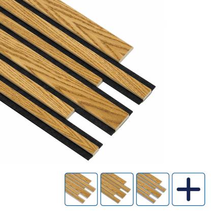I-Wood Pro+ I-Lock Mixed akustikpanel, brun olieret, lys kerne, egefiner, 16 x 300 x 2400 mm