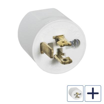 Lauritz Knudsen lampestikprop, 2-leder, hvid