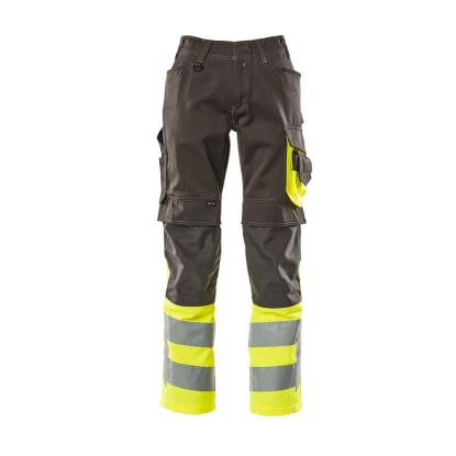 MASCOT SAFE SUPREME Leeds arbejdsbukser med knælommer, mørk antracit/hi-vis gul