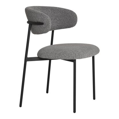 Mira spisebordsstol, bouclé og sorte ben, lysegrå