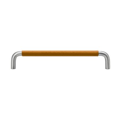 Beslag Design SS-A greb, 128 mm, glat, rustfrit stål/natur læder