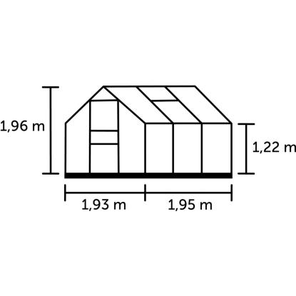 Halls Popular drivhus 3,8 m², sort, 4 mm poly