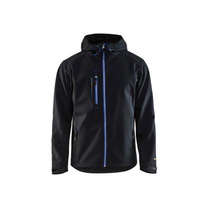 Blåkläder 4949 softshell jakke med hætte, sort/koboltblå