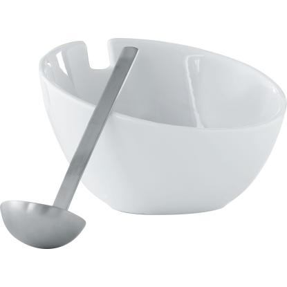 Steel-Function dressing/sauceskål med ske, porcelæn/rustfrit stål