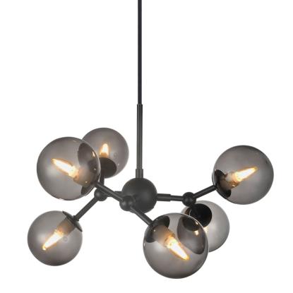 Halo Design Atom lysekrone, Ø45 cm, 6 x G9, sort/smoke