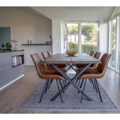 Spisebord i smoked olieret med bølget kant - forberedt tillægsplader 200x95xh75cm