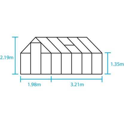 Halls Qube 610 drivhus 6,4 m², sort, 3 mm hærdet glas