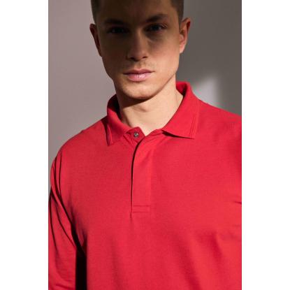 ID PRO Wear 0336 poloshirt med lange ærmer og trykknap, rød