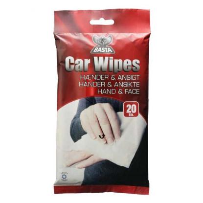 Basta car wipes servietter til hænder og ansigt, 20 stk.