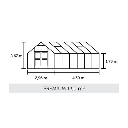 Juliana Premium drivhus 13 m², antracit/sort, 10 mm poly