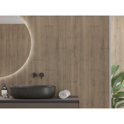 Fibo Wood vådrumspanel med Vertical Plank fliselook, 10 x 600 x 2400 mm, Pure oak wood