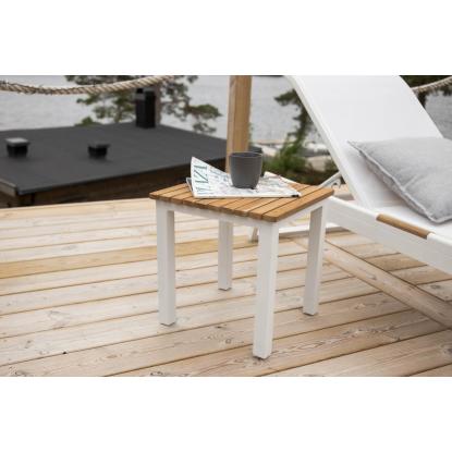 Venture Design Mexico sidebord, teaktræ, natur/hvid, 40 x 40 cm